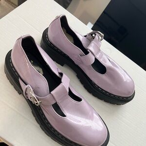 Lavender Women's Mary Jane Loafer Shoes with Buckle